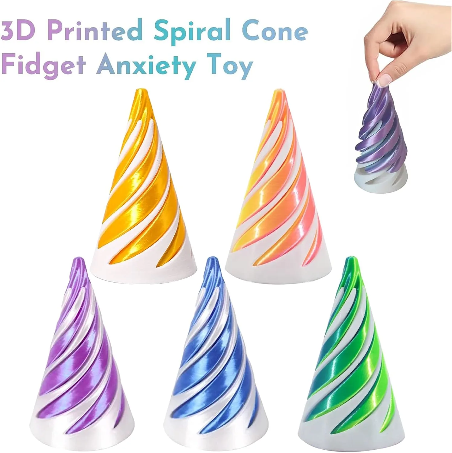 3D Printed Spiral Cone Fidget Toy5 3D Printed Spiral Cone Fidget Toy - Image 1